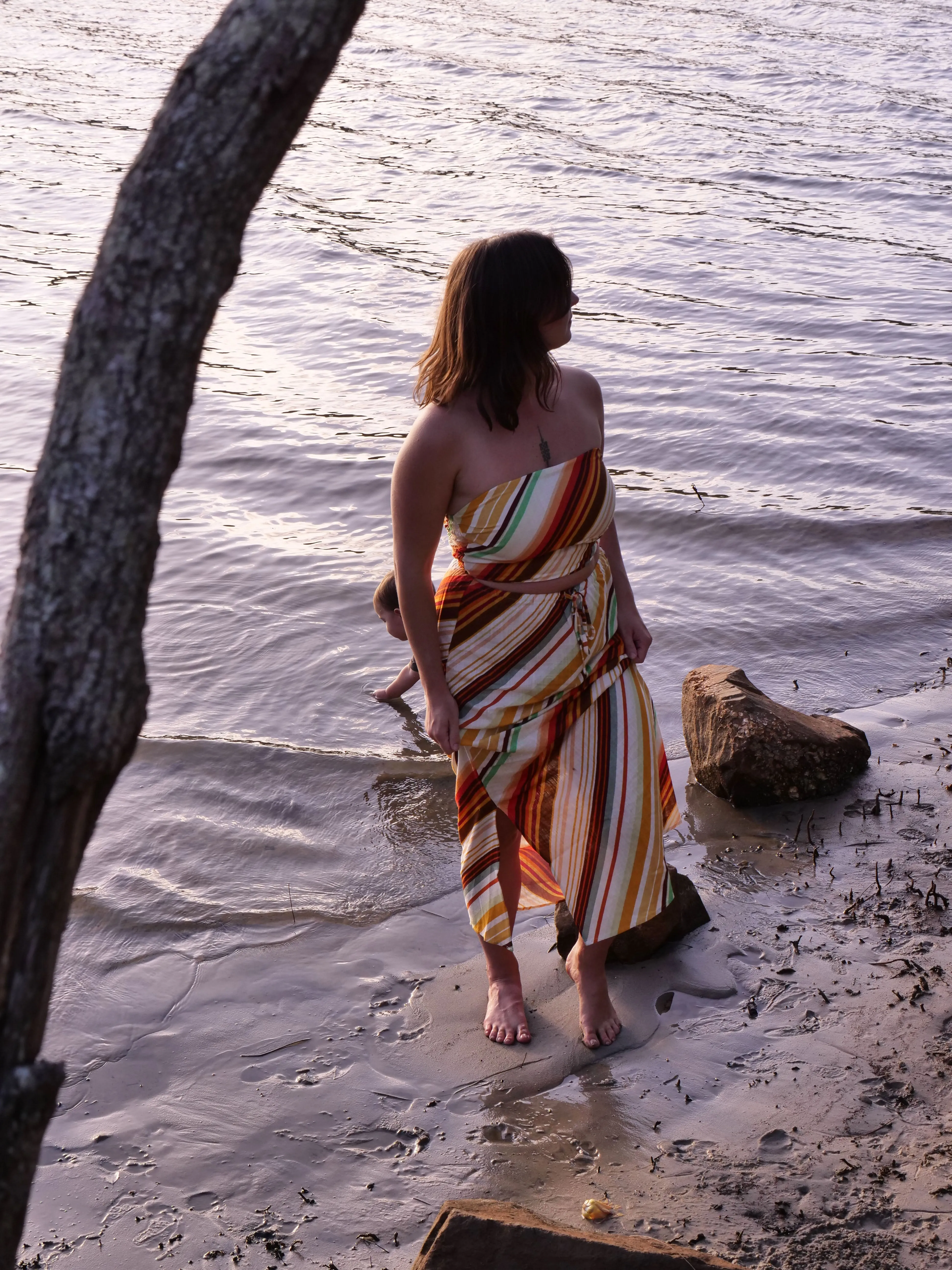 Viva Stripe Maxi Skirt Natural