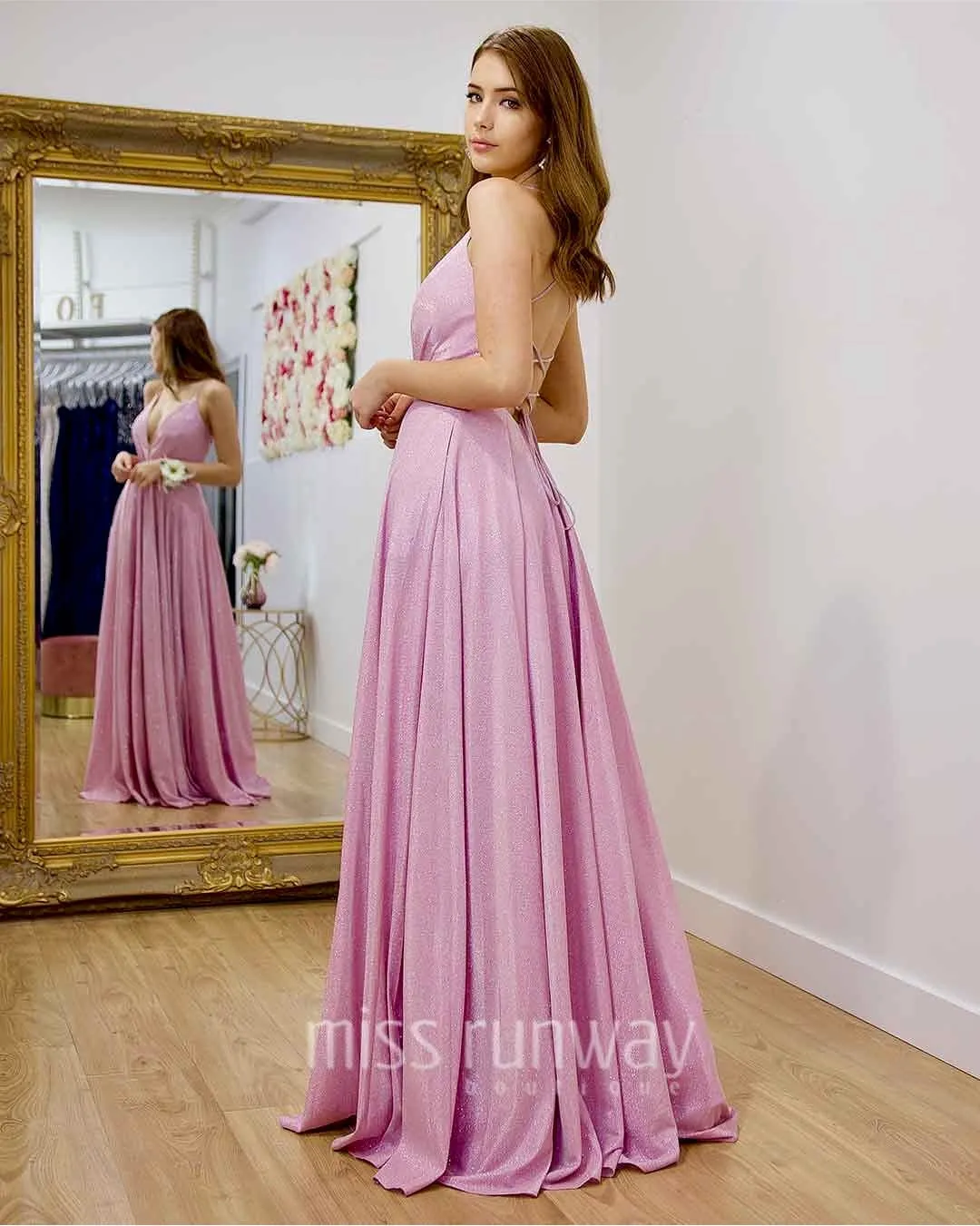 Vivien Glitter Gown - Pink