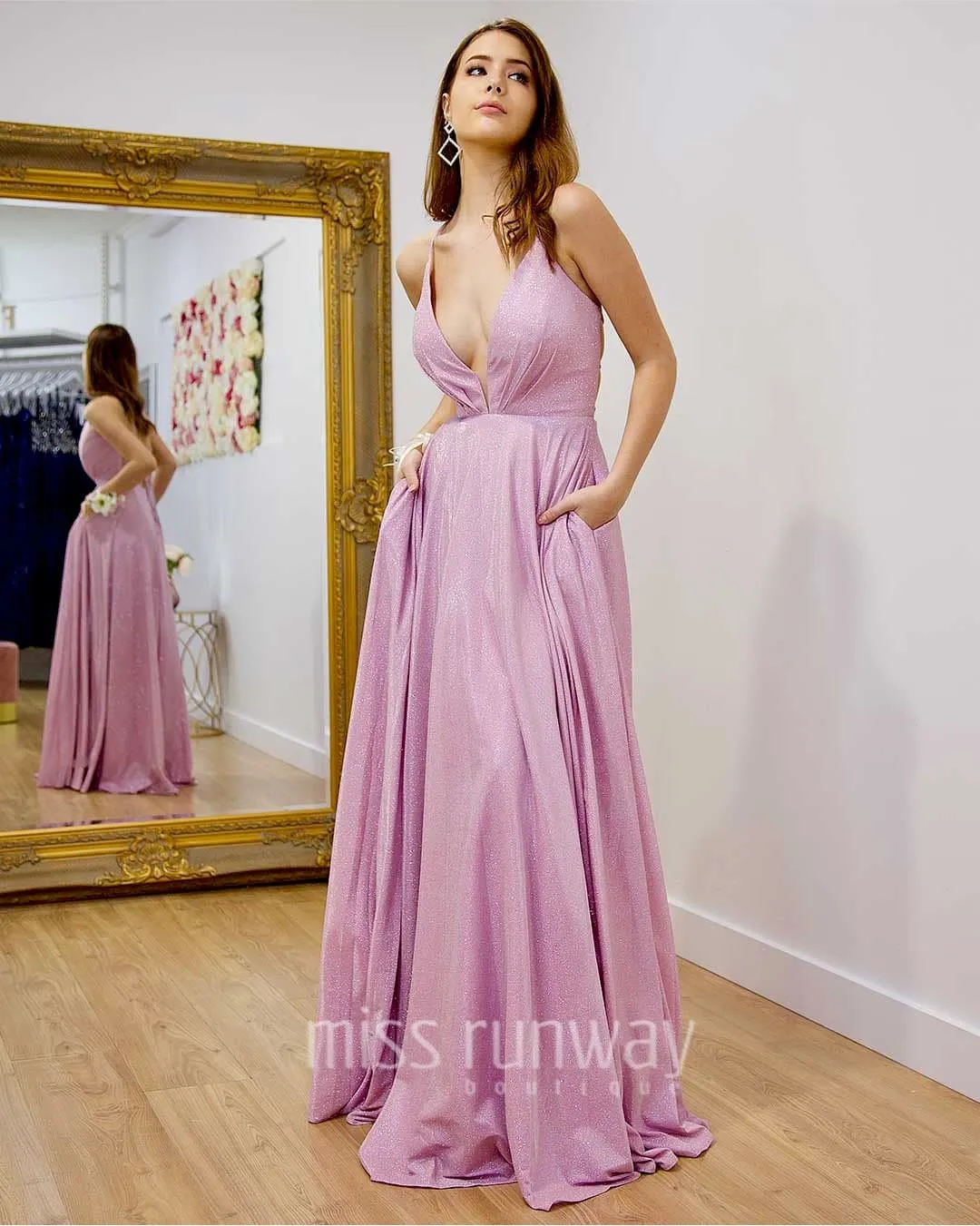 Vivien Glitter Gown - Pink