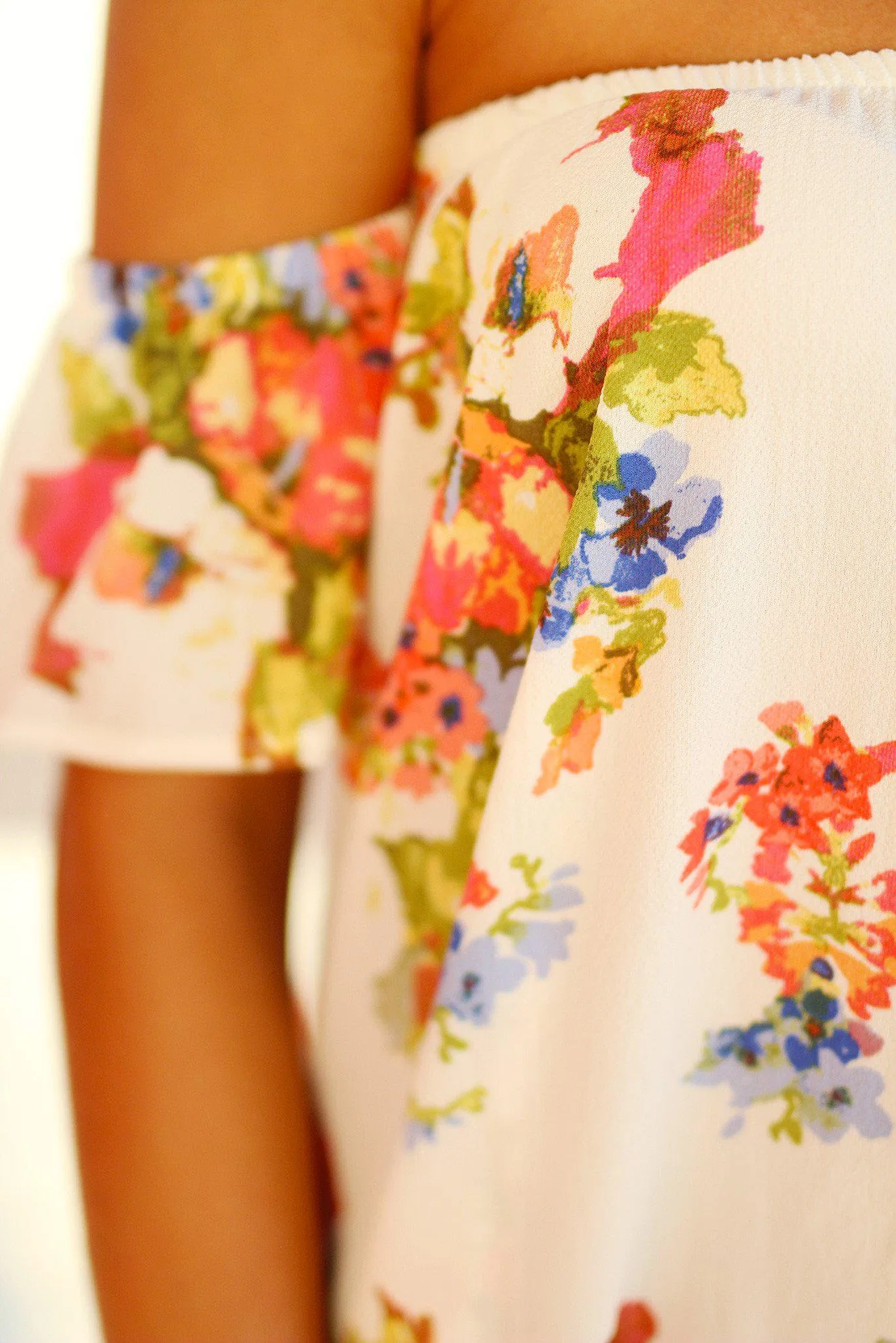 White Floral Off Shoulder Top