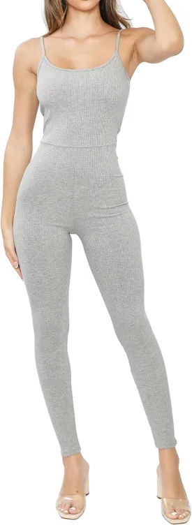 Women's Sleeveless Jumpsuit, Spaghetti Strap, Snatched Bodycon Leggings Romper for Workout, Gym, Yoga, Maternity