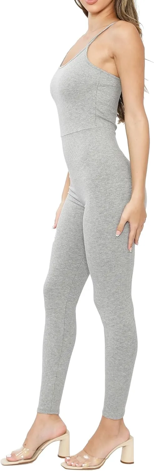 Women's Sleeveless Jumpsuit, Spaghetti Strap, Snatched Bodycon Leggings Romper for Workout, Gym, Yoga, Maternity