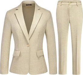 Women's Suit 2 Piece Set Business Pants Suit for Women Pinstripe Houndstooth Blazer