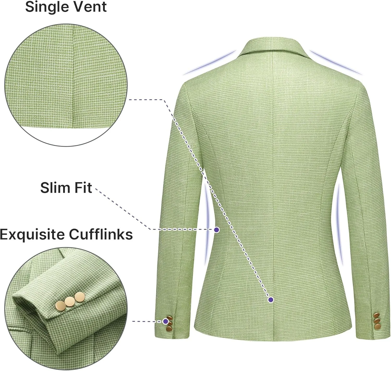 Women's Suit 2 Piece Set Business Pants Suit for Women Pinstripe Houndstooth Blazer