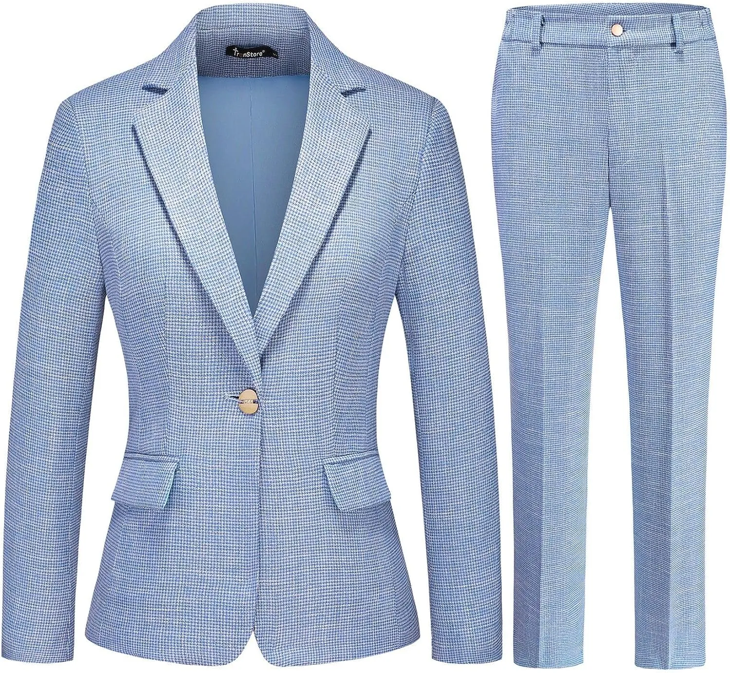 Women's Suit 2 Piece Set Business Pants Suit for Women Pinstripe Houndstooth Blazer